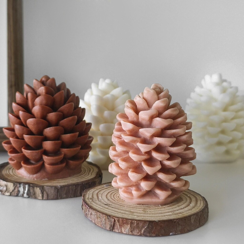 Gukasxi 3 Stampi In Silicone Per Candele Natalizie: 2 Alberelli E 1 Pigna - Fai Da Te Per Decorazioni Di Natale