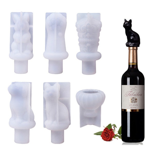 Wine bottle stopper silicone mold-Stopper topper resin molds-Cute animal bottle stopper mold-Epoxy resin mold for bottle stopper