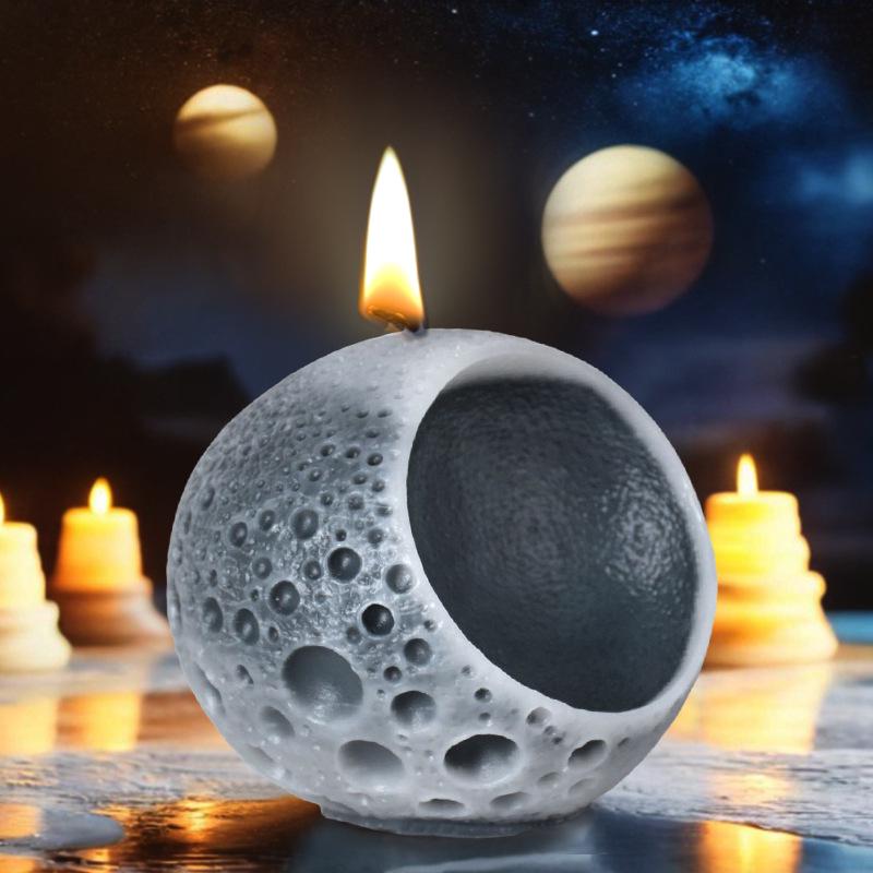 Moon Pyramid Resin Silicone Mold Hollow Geometric Candle Holder Mold