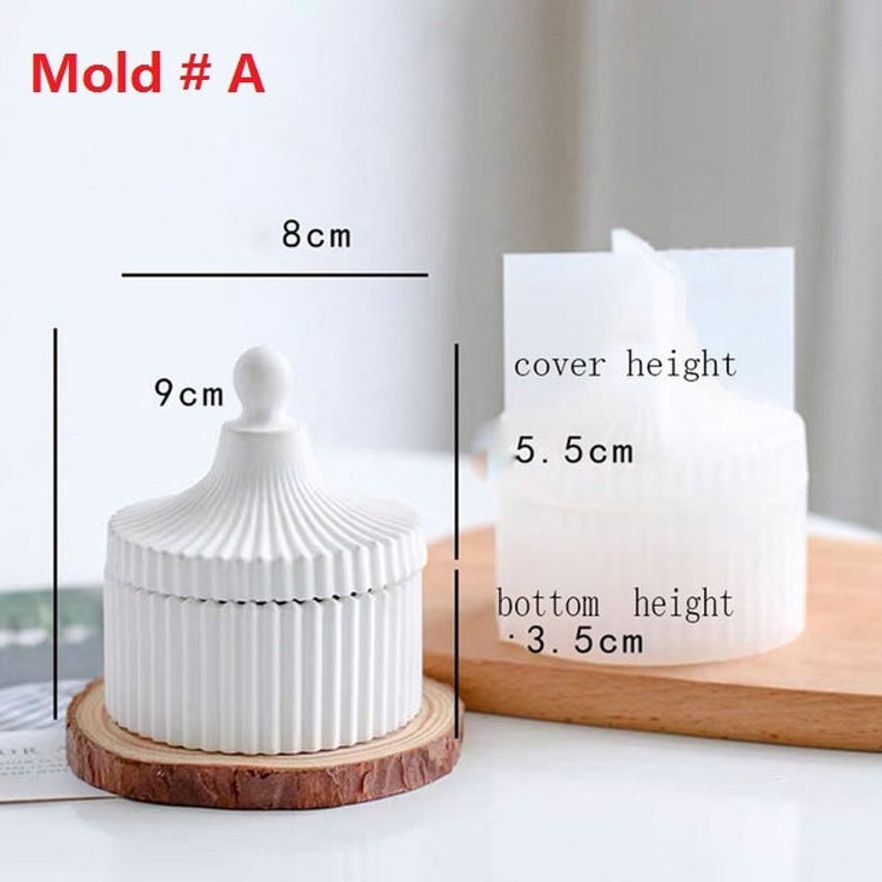 Concrete Candle Jar With Lid Mold Cement Candle Vessel Storage Etsy