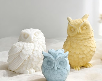Molde de silicona con 10 estilos de búhos - Molde para velas con forma de búho de pie - Molde para velas con forma de estatua de búho - Molde para arte en yeso para aromaterapia - Molde para velas de decoración del hogar