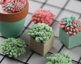 Moldes 3D para velas de plantas suculentas - Molde de silicone para cacto - Molde de resina para vaso de suculentas - Molde de gesso para resina de flores - Molde de fondant para suculentas