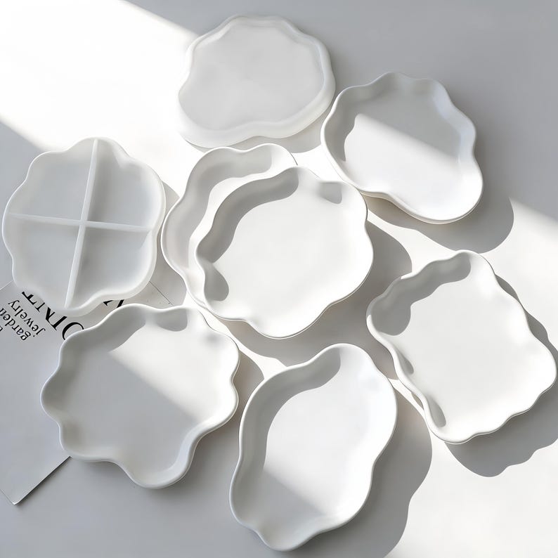 Irregular Tray Silicone Mold,5 Styles Concrete Plaster Trinket Tray Mold,Epoxy Resin Jewelry Tray Mold,Resin Plated Silicon Mold image 2
