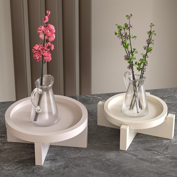 Runde Regal Silikonform-Runde Tablett Harz Form-Epoxidharz Tee/Kuchen Tablett Form-Beton Tablett Halter Form-Jesmonite Blumentopf Rack Form