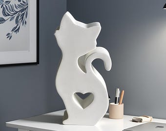 Molde de silicona con forma de corazón de gato - Molde de resina con forma de gato de pie - Molde para vela con forma de gato - Molde de silicona para estatua de gato - Molde para cemento de gato