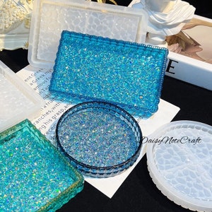 Diamond Tray Silicone Mold-Round Storage Tray Mold-Rectangular Jewelry Dish Resin Mold-Square Coaster Mold-Jesmonite Resin Tray Mold