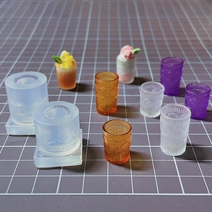 Beautiful patterned cup silicone mold-drink cup resin mold-beer mug mold-Cute dollhouse water cup mold-Mini food play model mold