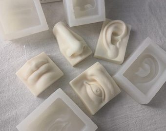 Gezichtsorganen siliconen mal-Five Senses Candle Mold-ogen/mond/neus/oren/zeep mal-DIY vierkante orgel zeep maken