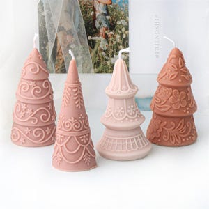 Christmas cone candle silicone mold-Christmas tree candle mold-Scented candle mold-embossed pattern cone mold-home decoration candle mould