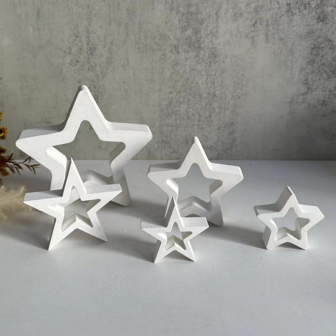 Molde De Silicona En Forma De Estrella (Pentagrama) - 4 Cavidades, Para Velas, Yeso, Jabón O Resina