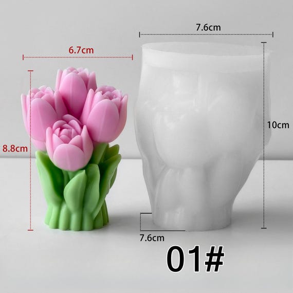 Moules Silicone Fleurs 3D - Lot De 3 Moules Pour Bougies, Savons, Bonbons - Silicone Alimentaire - Facile à Démouler
