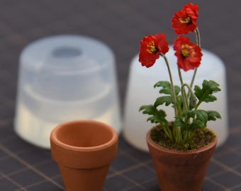 Molde de silicona para maceta en miniatura - Molde redondo de resina para maceta de suculentas - Molde para plantas en maceta para casa de muñecas - Molde para mini jarrón para casa de muñecas