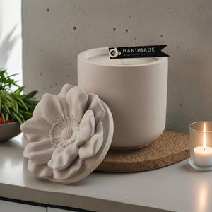 Flower Candle Jar Silicone Mold-Round Storage Box Resin Mold-Flower Trinket Box Mold-Concrete Jesmonite Plaster Candle Vessel Mold