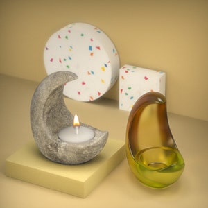 Moon cradle Candle Holder Mould Concrete Candle jar Mold moon Silicone Mold Plaster Mold Resin Mold cement mold concrete mold