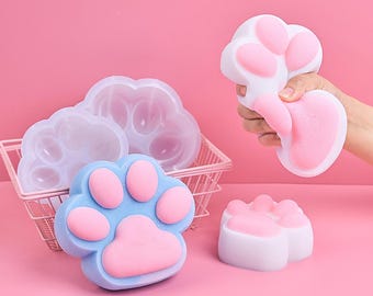 Grote kattenpoot siliconen mal-kat poot kaars schimmel-huisdier poot knijp hars schimmel-geurende soja kaars schimmel-chocolade taart decor mal
