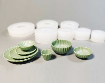 7 styles Pocket bowl silicone mold-mini cup resin mold-mini tableware mold-miniature plate model mold-Mini food play model mold