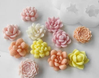 Succulent Silicone Mold-Miniature Succulent Plants Candle Mold-7 Gird Succulent Flower Resin Mold-Succulent Aromatherapy Plaster Mold