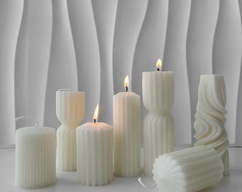 11 Stil gestreift Kerze Silikonform-Knoten Stumpenkerzenform-gewellte zylindrische Kerzenform-geometrische Kerzenform-gerippte Stumpenkerzenform