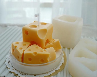 Stampo in silicone per formaggio 3D, stampo per candela quadrata a forma di formaggio, stampo in resina triangolare a forma di formaggio, stampo per decorazioni per torte al cioccolato e formaggio, stampo in gesso fai da te per aromaterapia