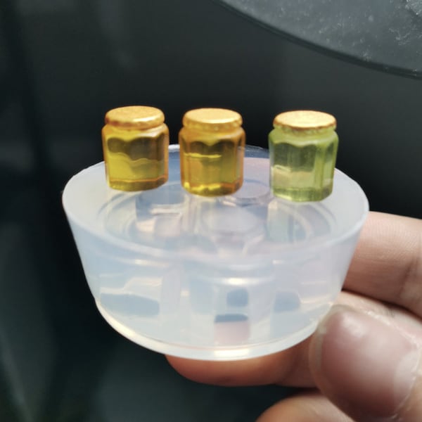 Pocket Jar Silikonform-Mini Honigglas Harzform-Miniatur Jar Modellform-Mini Food Spielform-Lebensmittelspielmodell Form-Mini Geschirrform