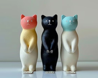 Standing Cat Silicone Candle Mold-Cute Kitten Pillar Candle Mold-Scented Candle Mold-Silicone Mold for Candle Making-Concrete/Plaster Mold