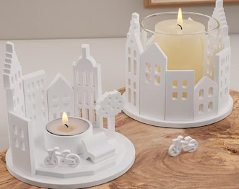 House Candle Holder Silicone Mold-Round House Night Light Base Resin Mold-Easter House Concrete Cement Mold-House Jesmonite Plaster Art Mold