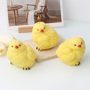 Cute Chick Silicone Candle Mold-Little Yellow Chicken Scented Candle Mold-Animal Silicone Cement Concrete Plaster Mold-Chicken Resin Molds