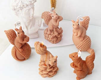 3D Squirrel Silicone Mold-Squirrel Acorn Candle Mold-Cute Squirrel Resin Mold-Animal Squirrel Home Decor Mold-DIY Aromatherapy Plaster Mold