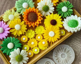 9 stilar av silikonform för blommor - ljusform för vacker prästkrage - doftljusform för 3D-solros - stenform för diffusor - blomform i epoxiharts