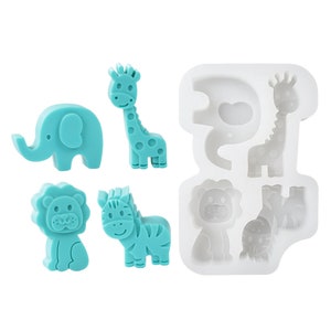 Elephant Giraffe lion Zebra Silicone Mold-Animal Fondant Mold-Cartoon Keychain Resin Mold-Animal Chocolate Cake Mold-Aroma Candle Soap Mold
