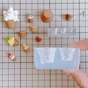 Eistüte Silikonform-Mini-Eistüte Harzform-Miniatur-Gourmet-Essen-Modellform-Essen spielen Modellform