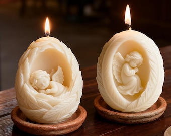 Angel Baby Candle Silicone Mold-Feather Angel Candle Mold-Embossed Egg Soap Mold-Embossed Sleeping Angel Baby Mold-Soy Wax Candle Mold
