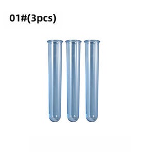 May include: Three clear, cylindrical test tubes with rounded bottoms. The tubes are made of glass and have a slight blue tint. The text "01#(3pcs)" is in the upper left corner.