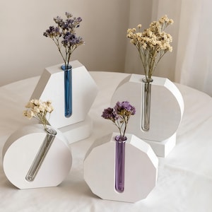 Hexagon Vase Silicone Mold-Round Test Tube Vase Mold-Concrete Hydroponic Vase Mold-Jesmonite Cement Vase Decor Mold