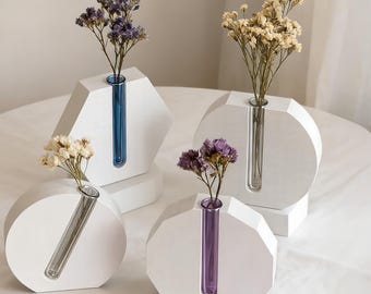 Stampo in silicone per vaso esagonale - Stampo per vaso a provetta rotonda - Stampo per vaso idroponico in cemento - Stampo decorativo per vaso in Jesmonite