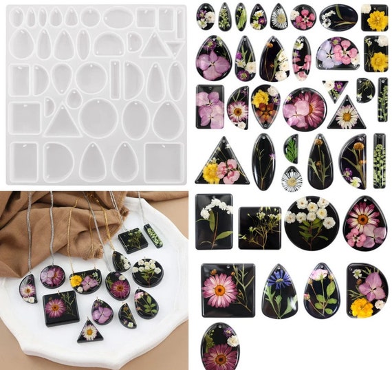38 Kinds Geometry Jewel Stone Earring Set Molds Round Drop Oval Earring Stud Silicone UV Epoxy Resin Mold For Jewelry Pendants Molds