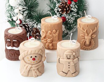 Christmas Candle Holder Silicone Mold-Elk Candle Mold-Snowman Candle Mold-Scented Plaster Tealight Holder Mold-Scented Candle Soap Mold