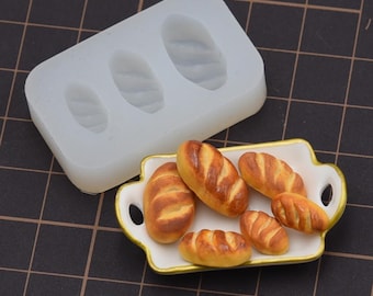Pains miniatures moule en silicone-pains pour maison de poupée moule en résine-3D pain boucles d'oreilles moule à bijoux-pain moule en argile polymère