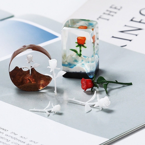 Kleine Plastikrose, Miniaturrosenmodell, Rosenmaterial für Harzhandwerk, Füllstoffe für Silikonform, Plastikblumenfüller für Harzkunst