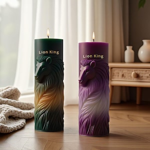 Lion Pillar Candle Mold-Lion Cylinder Candle Silicone Mold-Embossed Lion Candle Mold-Lion Pillar Candle Silicon Mold For Candle Making