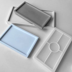Rectangular tray silicone mold-Gypsum cement storage tray resin mold-Rectangle plate dish/coaster tray/flower pot tray base/storage box mold