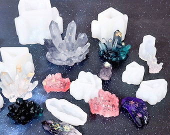 11 styles de moule en silicone cristal-moule en résine de grappe de cristaux-moule en cristal de quartz-moule en cristal de guérison-moule en cristal énergétique-moule en résine époxy