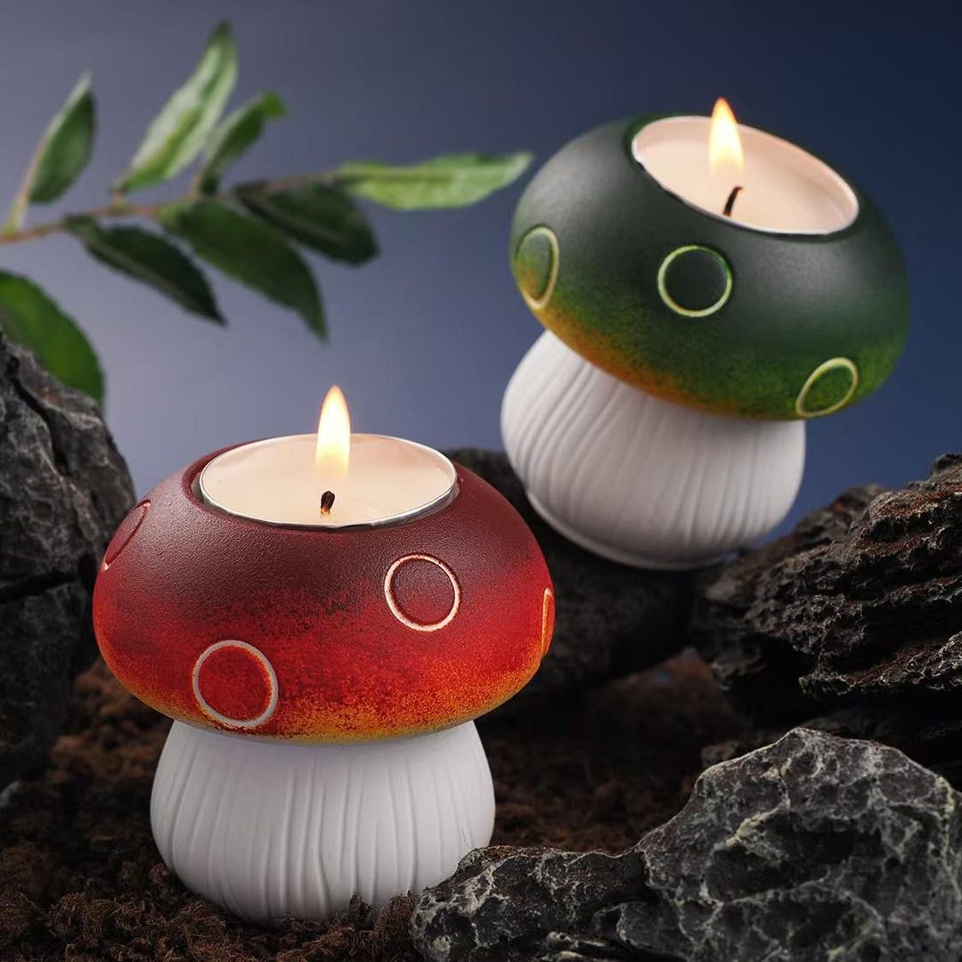 3D Mushroom Candle Holder Silicone Mold-cute Mushroom Candlestick