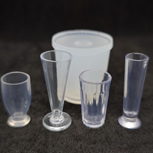 4 Styles Water Cup Silicone Mold/Miniatures Cup Resin Mold/Dollhouse Food Play Cup Mold/Mini Water Cup/Wine Glass Silicone Mold