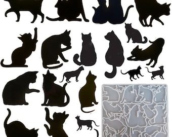 Schattige kat hars mal-siliconen kat silhouet mal-hars sieraden hanger broche patch mal-kawaii kitten sleutelhanger oorbel drop ornament mal