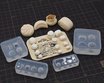 Miniatyr ångkokt fylld bulle silikonform - mini dumpling hartsform - eftermiddagste dessertform - dockhus matform - UV-harts konstform