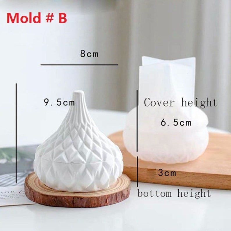 Concrete Candle Jar With Lid Mold Cement Candle Vessel Storage Etsy