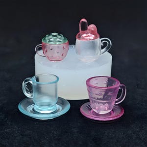 Miniature Tea Cup Silicone Mold-Mini Coffee Cup Resin Mold-Dollhouse Strawberry Cup Mold-Tableware Succulent Teacup Mold-UV Resin Art Mold