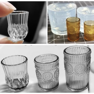 Süße Tasche Tasche Glas Silikonform-Mini Tasse Harz Form-Mini Geschirr Form-Süße Miniatur Tasse Modellform-Mini Essen spielen Modell Form