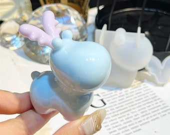 Simpatico alce stampo in silicone-cartone animato piccolo alce resina stampo-cervo portachiavi stampo-cervo catena cellulare ciondolo stampo-cervo figura stampo